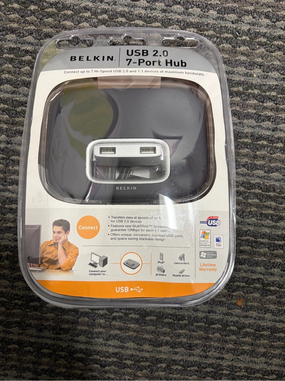 Belkin USB 2.0 7-Port Hub (F5U237v1) - High-Speed Data Transfer - Brand New